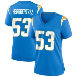 Women's Del'Shawn Phillips Los Angeles Chargers No.53 Game Powder Alternate Jersey - Blue