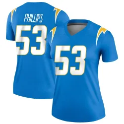 Women's Del'Shawn Phillips Los Angeles Chargers No.53 Legend Powder Jersey - Blue