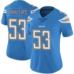 Women's Del'Shawn Phillips Los Angeles Chargers No.53 Limited Powder Vapor Untouchable Alternate Jersey - Blue
