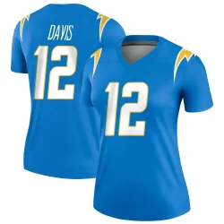 Women's Derius Davis Los Angeles Chargers No.12 Legend Powder Jersey - Blue