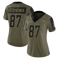 Women's Dez Fitzpatrick Los Angeles Chargers No.87 Limited 2021 Salute To Service Jersey - Olive