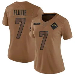Women's Doug Flutie Los Angeles Chargers No.7 Limited 2023 Salute To Service Jersey - Brown