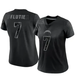 Women's Doug Flutie Los Angeles Chargers No.7 Limited Reflective Jersey - Black