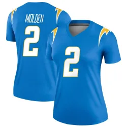 Women's Elijah Molden Los Angeles Chargers No.2 Legend Powder Jersey - Blue