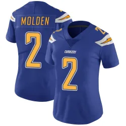 Women's Elijah Molden Los Angeles Chargers No.2 Limited Color Rush Vapor Untouchable Jersey - Royal