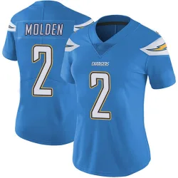Women's Elijah Molden Los Angeles Chargers No.2 Limited Powder Vapor Untouchable Alternate Jersey - Blue