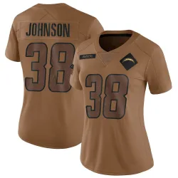 Women's Emany Johnson Los Angeles Chargers No.38 Limited 2023 Salute To Service Jersey - Brown