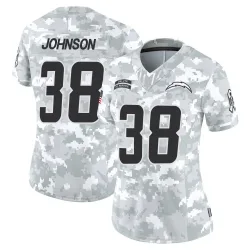Women's Emany Johnson Los Angeles Chargers No.38 Limited 2024 Salute to Service Jersey - Arctic Camo