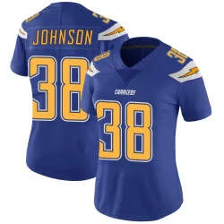 Women's Emany Johnson Los Angeles Chargers No.38 Limited Color Rush Vapor Untouchable Jersey - Royal