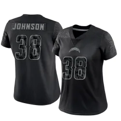 Women's Emany Johnson Los Angeles Chargers No.38 Limited Reflective Jersey - Black