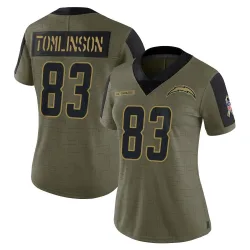 Women's Eric Tomlinson Los Angeles Chargers No.83 Limited 2021 Salute To Service Jersey - Olive