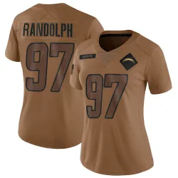 Women's Garmon Randolph Los Angeles Chargers No.97 Limited 2023 Salute To Service Jersey - Brown