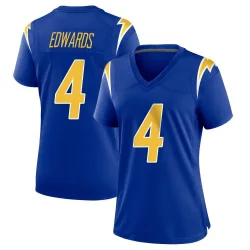 Women's Gus Edwards Los Angeles Chargers No.4 Game 2nd Alternate Jersey - Royal