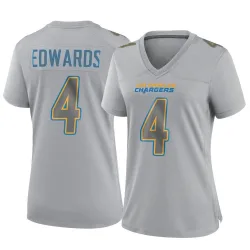 Women's Gus Edwards Los Angeles Chargers No.4 Game Atmosphere Fashion Jersey - Gray