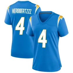 Women's Gus Edwards Los Angeles Chargers No.4 Game Powder Alternate Jersey - Blue