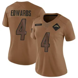 Women's Gus Edwards Los Angeles Chargers No.4 Limited 2023 Salute To Service Jersey - Brown