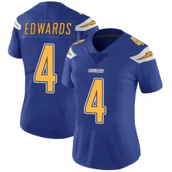Women's Gus Edwards Los Angeles Chargers No.4 Limited Color Rush Vapor Untouchable Jersey - Royal