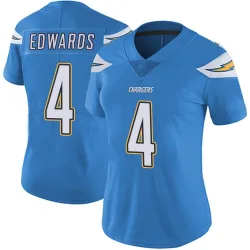 Women's Gus Edwards Los Angeles Chargers No.4 Limited Powder Vapor Untouchable Alternate Jersey - Blue