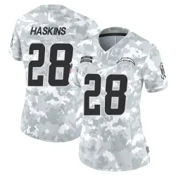 Women's Hassan Haskins Los Angeles Chargers No.28 Limited 2024 Salute to Service Jersey - Arctic Camo