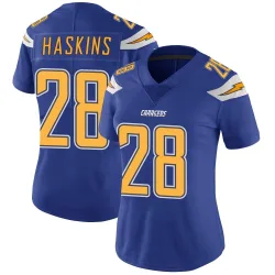 Women's Hassan Haskins Los Angeles Chargers No.28 Limited Color Rush Vapor Untouchable Jersey - Royal