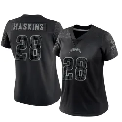 Women's Hassan Haskins Los Angeles Chargers No.28 Limited Reflective Jersey - Black