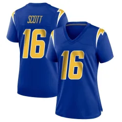 Women's JK Scott Los Angeles Chargers No.16 Game 2nd Alternate Jersey - Royal