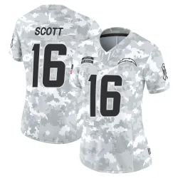 Women's JK Scott Los Angeles Chargers No.16 Limited 2024 Salute to Service Jersey - Arctic Camo
