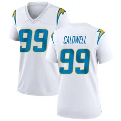 Women's Jamaree Caldwell Los Angeles Chargers No.99 Game Jersey - White