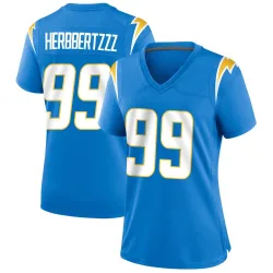 Women's Jamaree Caldwell Los Angeles Chargers No.99 Game Powder Alternate Jersey - Blue