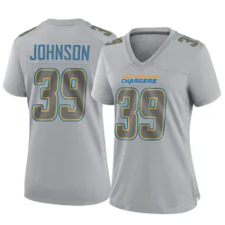 Women's Jaylen Johnson Los Angeles Chargers No.39 Game Atmosphere Fashion Jersey - Gray