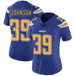 Women's Jaylen Johnson Los Angeles Chargers No.39 Limited Color Rush Vapor Untouchable Jersey - Royal