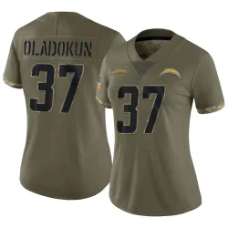 Women's Jordan Oladokun Los Angeles Chargers No.37 Limited 2022 Salute To Service Jersey - Olive