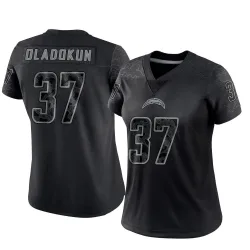 Women's Jordan Oladokun Los Angeles Chargers No.37 Limited Reflective Jersey - Black