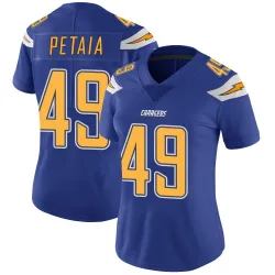 Women's Jordan Petaia Los Angeles Chargers No.49 Limited Color Rush Vapor Untouchable Jersey - Royal