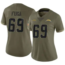 Women's Josh Fuga Los Angeles Chargers No.69 Limited 2022 Salute To Service Jersey - Olive