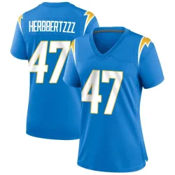 Women's Josh Harris Los Angeles Chargers No.47 Game Powder Alternate Jersey - Blue