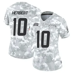 Women's Justin Herbert Los Angeles Chargers No.10 Limited 2024 Salute to Service Jersey - Arctic Camo