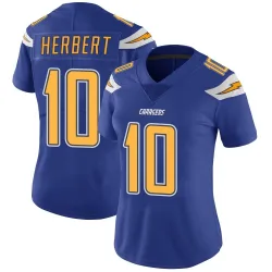 Women's Justin Herbert Los Angeles Chargers No.10 Limited Color Rush Vapor Untouchable Jersey - Royal