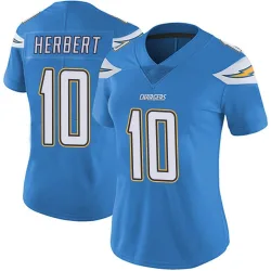 Women's Justin Herbert Los Angeles Chargers No.10 Limited Powder Vapor Untouchable Alternate Jersey - Blue