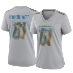 Women's Karsen Barnhart Los Angeles Chargers No.61 Game Atmosphere Fashion Jersey - Gray