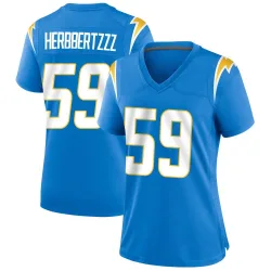 Women's Kylan Guidry Los Angeles Chargers No.59 Game Powder Alternate Jersey - Blue