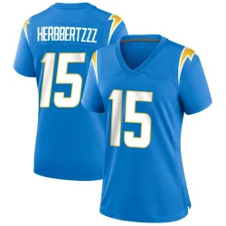 Women's Ladd McConkey Los Angeles Chargers No.15 Game Powder Alternate Jersey - Blue