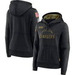 Women's Los Angeles Chargers No. 2020 Salute to Service Performance Pullover Hoodie - Black