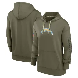 Women's Los Angeles Chargers No. 2022 Salute to Service Performance Pullover Hoodie - Olive