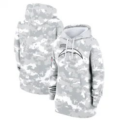 Women's Los Angeles Chargers No. 2024 Salute To Service Club Fleece Pullover Hoodie - Arctic Camo
