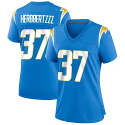 Women's Luke Grimm Los Angeles Chargers No.37 Game Powder Alternate Jersey - Blue