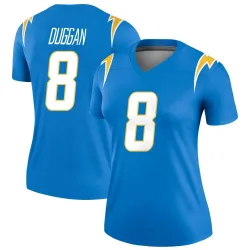 Women's Max Duggan Los Angeles Chargers No.8 Legend Powder Jersey - Blue