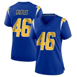 Women's McCallan Castles Los Angeles Chargers No.46 Game 2nd Alternate Jersey - Royal