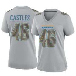 Women's McCallan Castles Los Angeles Chargers No.46 Game Atmosphere Fashion Jersey - Gray