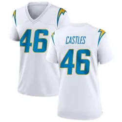 Women's McCallan Castles Los Angeles Chargers No.46 Game Jersey - White